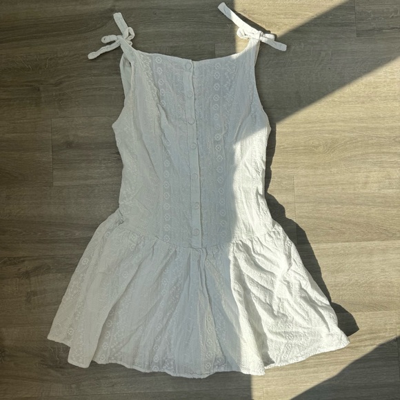 White Sleeveless Dress with Button Front - Picture 1 of 4